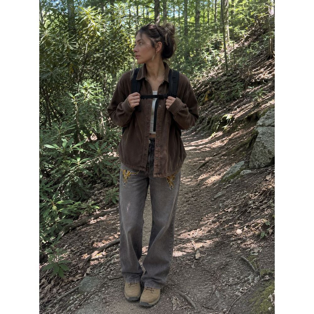 RSQ Brown Corduroy Button Up Shacket Oversized Jacket Cozy Fall
